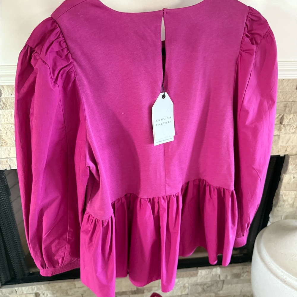English Factory Fuchsia Peplum Blouse